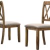 Roundhill Furniture Windvale Chenille Upholstered Dining Chairs, Plush Fabric Seat Cushion, Set of 2, Rich Brown