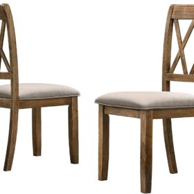 Roundhill Furniture Windvale Chenille Upholstered Dining Chairs, Plush Fabric Seat Cushion, Set of 2, Rich Brown