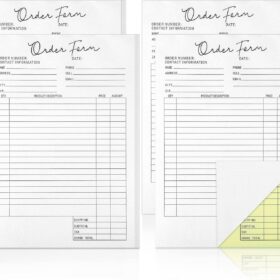 Spakon 4-Pack Carbonless Order Forms Books – 5.5 x 8.5 Inch Duplicate Receipt Pads for Small Businesses, Bakeries, & Contractors (25 Sets per Book)