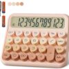 Mechanical Typewriter Calculator – 12-Digit Large LCD Desktop Calculator, Extra Big Keys, 15° Tilt Screen, Battery Powered (Gradient Pink)