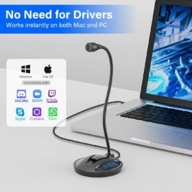 CMOCIIY USB Computer Microphone with Mute Button & LED – Plug & Play Gooseneck Desktop Mic for PC, Gaming, Streaming, Podcasting, and Conference Calls (Noise Canceling, Mac/Windows Compatible)