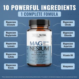 High Absorption 10-in-1 Magnesium Complex 500mg | with Glycinate, Citrate & B6 | Non-GMO Vegan Support for Sleep, Muscle Recovery, Bone & Heart Health (45 Day Supply)