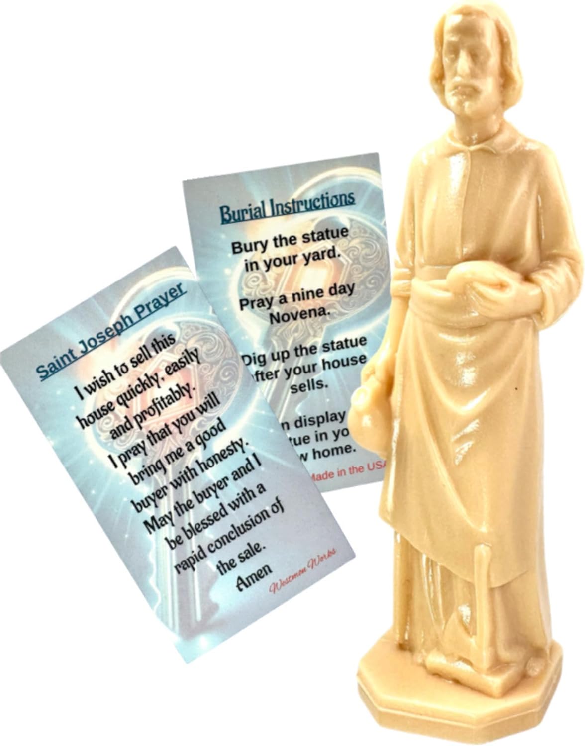 Westmon Works St Joseph Home Seller Kit – Real Estate Statue Set with Burial Instructions, Novena Prayer Card & Holy Figurine – Made in The USA