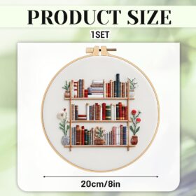 CZFSWT Premium Embroidery Starter Kit – 20cm Bamboo Hoop DIY Set for Beginners, Adults & Kids – Complete Needlework Craft Set with Instructions for Home Decor & Creative Gifts