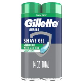 Gillette Series 3X Action Shave Gel for Sensitive Skin, Twin Pack (2 x 7 Oz)
