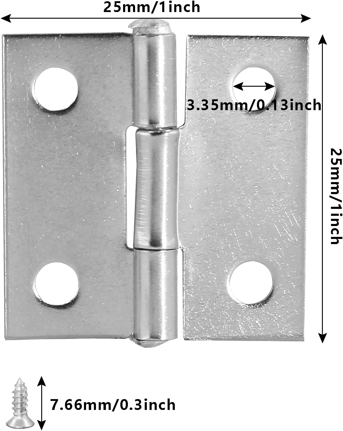 Piutouyar 6-Pack 1 Inch Stainless Steel Butt Hinges – Mini Folding Hardware with Screws for Cabinets, Jewelry Boxes, and DIY Crafts