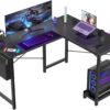 Sweetcrispy L-Shaped Gaming Desk – 50-Inch Corner Computer Workstation with CPU Stand & Side Storage Bag for Home Office, Black