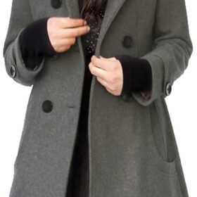 Tanming Women's Wool Blend Pea Coat with Hood - Double-Breasted Warm Trench Jacket
