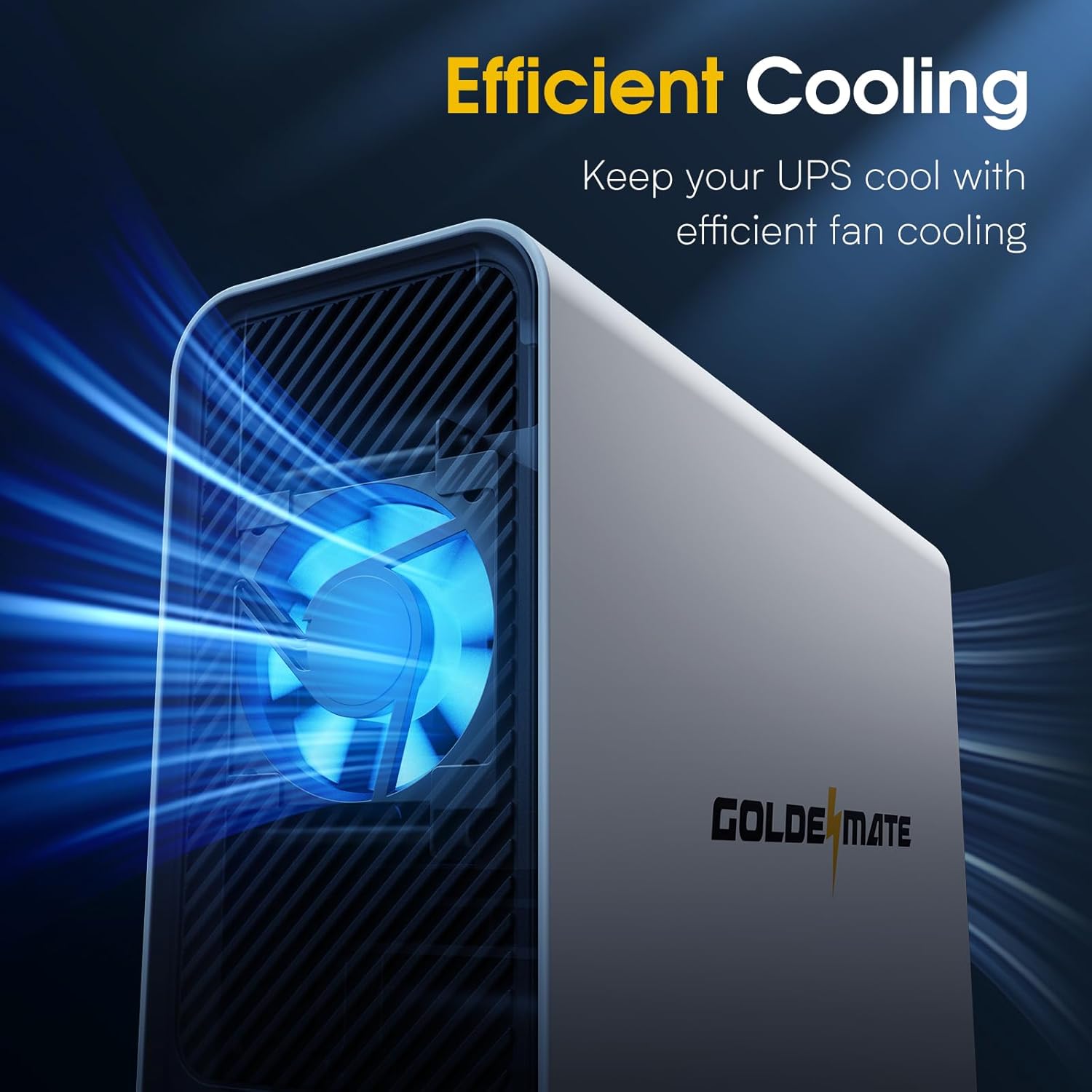 GOLDENMATE 1000VA/800W LiFePO4 UPS Battery Backup & Surge Protector – Pure Sine Wave, 10-Year Lifespan, 8 Outlets, LCD Display