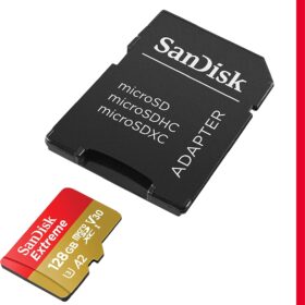 SanDisk 128GB Extreme microSDXC UHS-I Memory Card with Adapter, Up to 190MB/s, C10, U3, V30, 4K UHD, A2 - SDSQXAA-128G-GN6MA