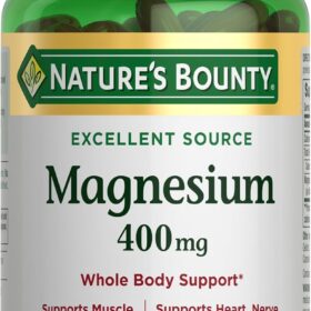 Nature's Bounty Magnesium 400mg, 75 Rapid Release Softgels - Essential Mineral Supplement for Bone, Heart, Nerve & Muscle Support