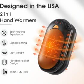 AI Smart Hand Warmers Rechargeable 2 Pack - 6000mAh Double-Sided Electric Heater with 20Hr Battery, Portable Pocket Warmer for Outdoor Sports, Camping, Hunting, Golf & Cold Weather