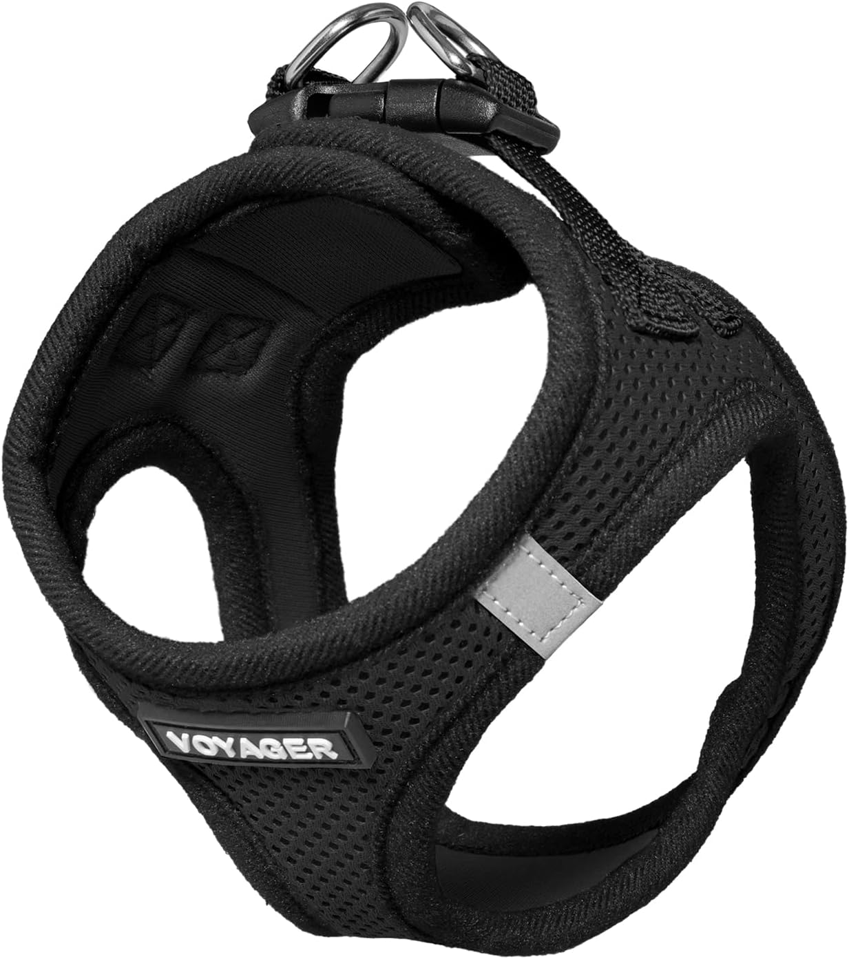 Voyager Step-In Air Dog & Cat Harness – All-Weather No Pull Mesh Vest with Reflective Bands – Black, Large