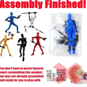 Titan 13 3D Printed Dummy Robot Action Figures - Fully Articulated Multi-Jointed Model Kit with Weapons & Accessories - 5 Piece Collector Set (Assembled)