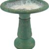 Arcadia Garden Products 20-Inch Fiberclay Bird Bath - Antique Green Outdoor Garden Pedestal, Lightweight & Weather Resistant