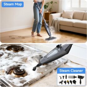 SENMO 14-in-1 Detachable Steam Mop and Cleaner, 1300W Multi-Surface Steamer with Handheld Mode for Hardwood, Tile, and Grout
