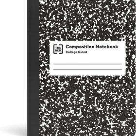 STAPLES Composition Notebook, 9.75 x 7.5 Inches, College Ruled, 100 Sheets (200 Pages), Black Marble, Case Bound