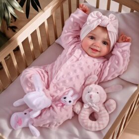 BABESIDE Sunny: 17-Inch Realistic Reborn Baby Doll with Smiling Face & Soft Vinyl Body