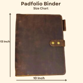 CestAntiQ Premium Leather 3-Ring Binder Portfolio - 8.5x11 Letter Size Refillable Organizer & Resume Folder for Business Men & Women (Brown)