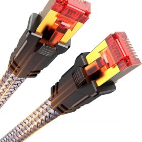 Snowkids Cat 8 Ethernet Cable 15 FT – High Speed 40Gbps Internet Cord, Flat Braided RJ45 LAN Cable for Gaming, PS5, Router, Modem & PC (Grey)