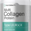 Horbäach Multi Collagen Protein Powder Capsules – 5 Type Complex (I, II, III, V, X) - 2,000mg Hydrolyzed Formula - Supports Hair, Skin, Nails & Joints - Keto & Paleo Friendly, Non-GMO, Gluten Free - 180 Count