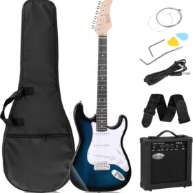 ZENY 39" Full Size Electric Guitar Starter Kit - Blue Beginner Package with 10W Amp, Gig Bag, Digital Tuner, and All Accessories