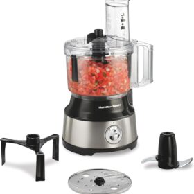 Hamilton Beach 10-Cup Food Processor & Vegetable Chopper with Built-In Bowl Scraper, 450W Stainless Steel (Model 70730)