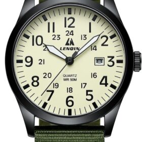 LN LENQIN Men's Military Sport Watch – Luminous Analog Quartz with Nylon Strap & Waterproof Design