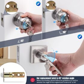Adjustable Deadlatch Replacement for LOQRON Smart Locks - 2-3/8&rdquo; or 2-3/4&rdquo; Backset, 201 Stainless Steel Security Latch with Dust Box & Strike Plate