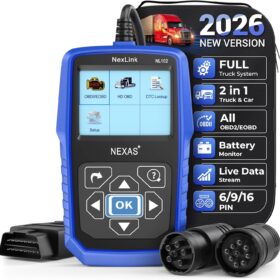 NEXAS NL102 Heavy Duty Truck Scanner – Professional Diesel OBD2 Diagnostic Tool with Full System & Battery Test for Cummins, Freightliner, Ford, GM