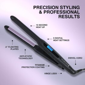 Remington 1/2 Inch Flat Iron with Anti-Static Technology – Ultra Slim Hair Straightener with 30% Longer Floating Plates, 15-Sec Heat Up & Auto Shut Off, Perfect for Bangs and Short Hair