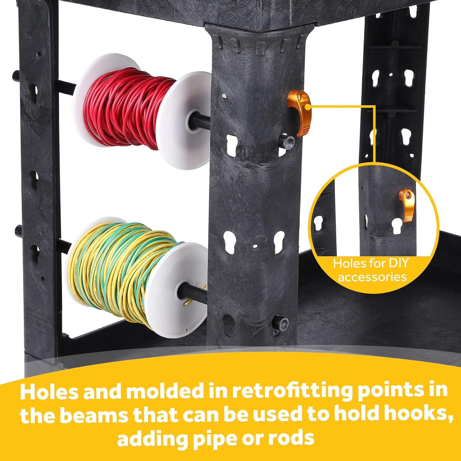 ELAFROS 550 lb Capacity Heavy-Duty Utility Cart with Deep Tub Shelves - 2-Tier Rolling Service Cart on 5" Swivel Casters for Garage, Warehouse, and Janitorial Use