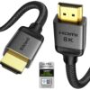 Silkland Certified Ultra High Speed HDMI 2.1 Cable – 8K@60Hz, 4K@144Hz, 48Gbps Bandwidth, eARC, HDR10+, HDCP 2.3 for PS5, Xbox Series X, PC – 6.6ft Braided
