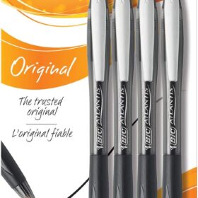 BIC Glide Retractable Ballpoint Pens, 1.0mm Medium Point, Black Ink, 4-Count Pack with Comfort Grip