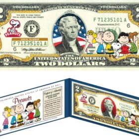 PEANUTS Original Gang Uncirculated $2 Bill with Charlie Brown & Snoopy - Collectible Currency in Premium Display Holder with Certificate