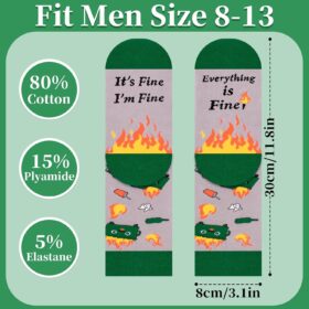 Dalycro Funny Dumpster Fire Socks – Humorous Novelty Crew Socks for Men, Unique Birthday Gag Gift Idea for Coworkers, Friends & Family