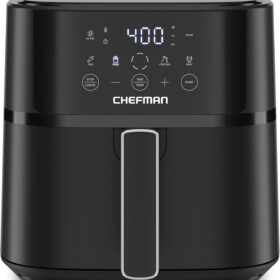 Chefman 6 Quart Digital Air Fryer: 1700W Hi-Fry Compact Hot Oven with Nonstick Dishwasher Safe Basket for Healthy Low-Oil Cooking, Black