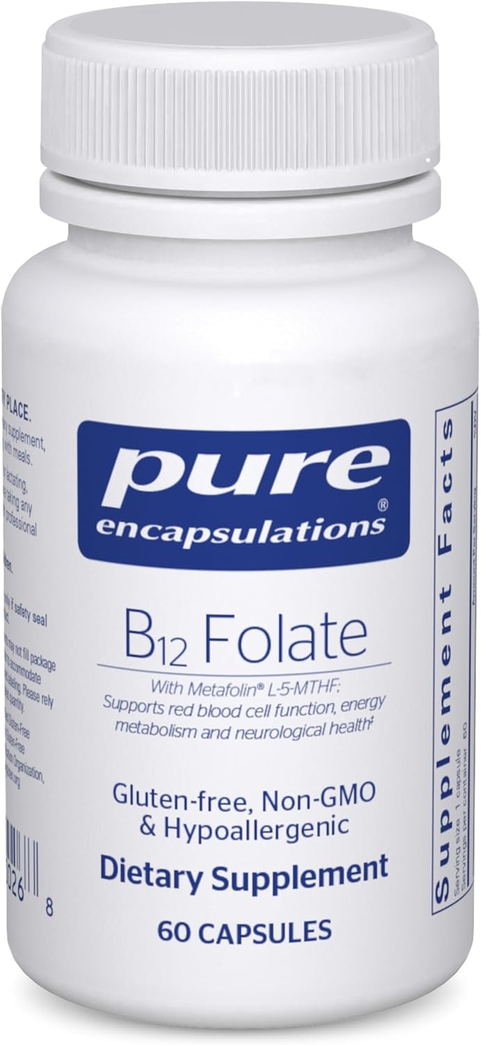 Pure Encapsulations B12 Folate (Metafolin) | 60 Capsules | Activated B-Complex for Energy Metabolism, Nervous System & Cognitive Health* | Hypoallergenic