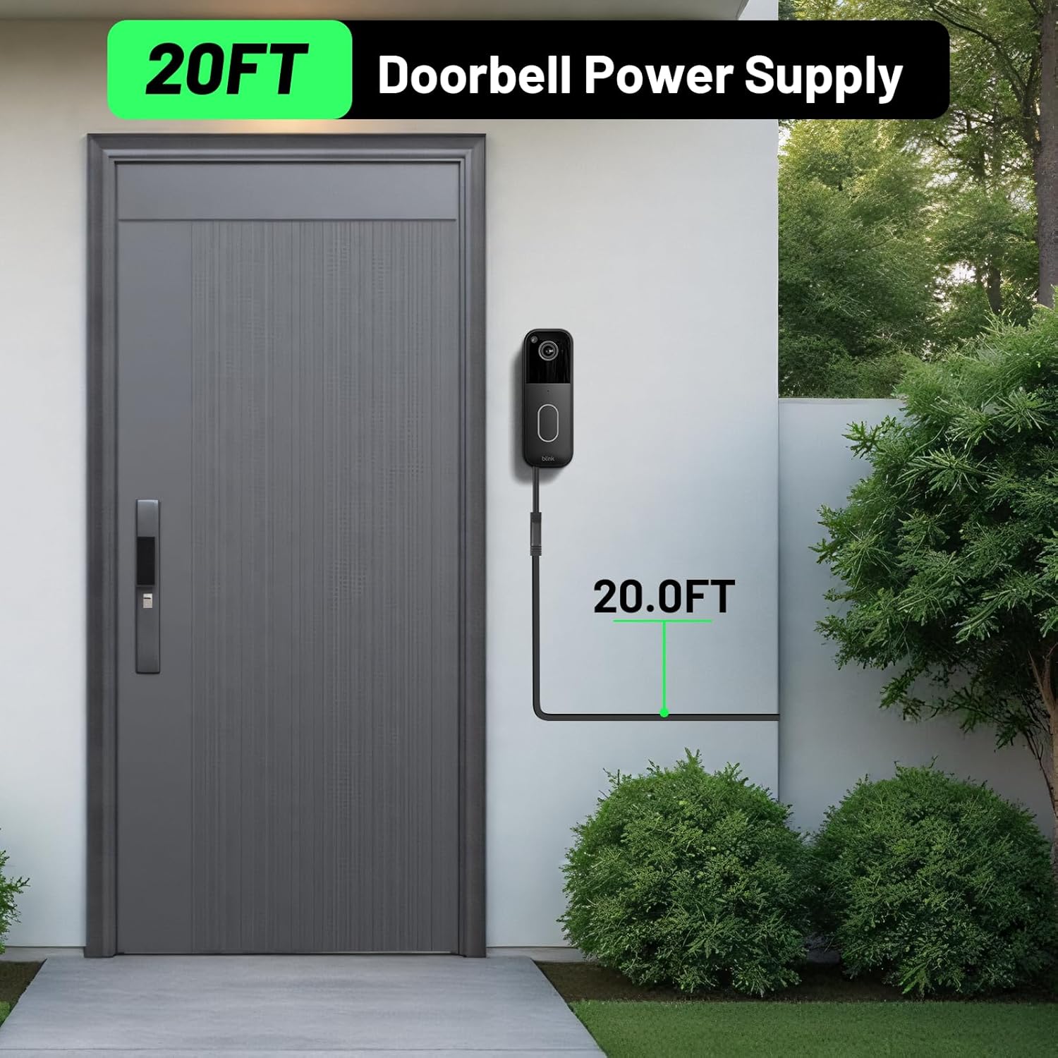 UYODM 20FT Waterproof Power Cable for Blink Video Doorbell - Continuous Charging Adapter Cord (Compatible with 2nd Gen 2025 Release)