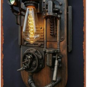 Retro Steampunk Industrial Wall Art - 8x12 Inch Vintage Metal Tin Sign for Home, Bar, Café & Garage Décor