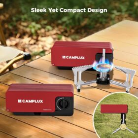 CAMPLUX FoldGo Portable Butane Stove, 7500 BTU Collapsible Camping Stove with Carry Bag & Piezo Ignition