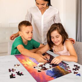 Jeacirio 100-Piece Brown Bear Family Jigsaw Puzzle for Kids – Educational Toddler Puzzles Ages 3-10, Non-Toxic Board Game Toys for Boys & Girls with Full-Size Poster