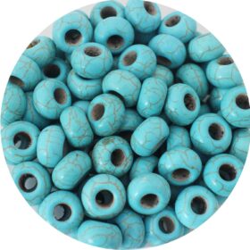 PAMIR TONG 100pcs Large Hole Howlite Beads - 14mm Turquoise Rondelle Gemstone Spacers for European Charm Bracelets, Pens & DIY Jewelry Crafts