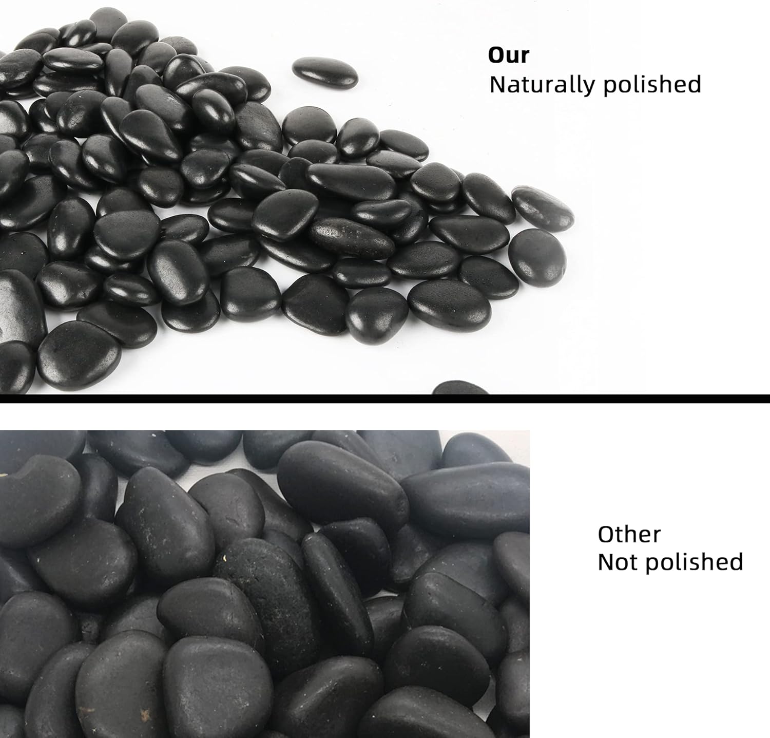 3lb Natural Black Polished Gravel – Decorative River Rocks for Succulents, Plants, & Aquariums
