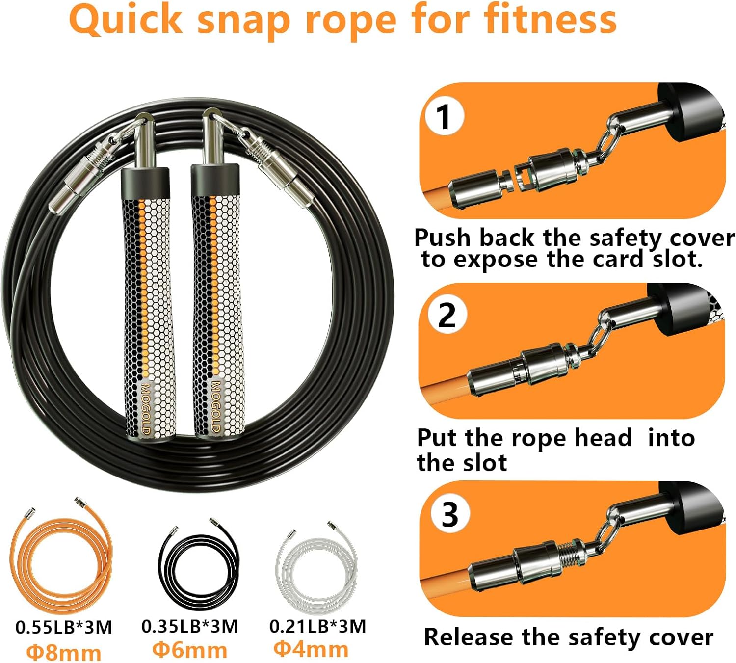 Weighted Jump Rope for Men & Women – Adjustable 1lb Heavy Skipping Rope with Leather Handles & Interchangeable Cables for Cardio Fitness & Weight Loss