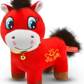 KESOCORAY 2026 Year of the Horse Plush Doll - Chinese New Year Red Envelope Ornament, Lucky Zodiac Mascot for Home, Office, Car & Tabletop Decor