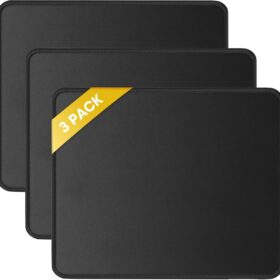 JIKIOU 3-Pack Standard Size Mouse Pads with Durable Stitched Edges | Non-Slip Rubber Base | Ultra-Smooth Surface for Office & Gaming (Black, 10.2 x 8.3 Inch)