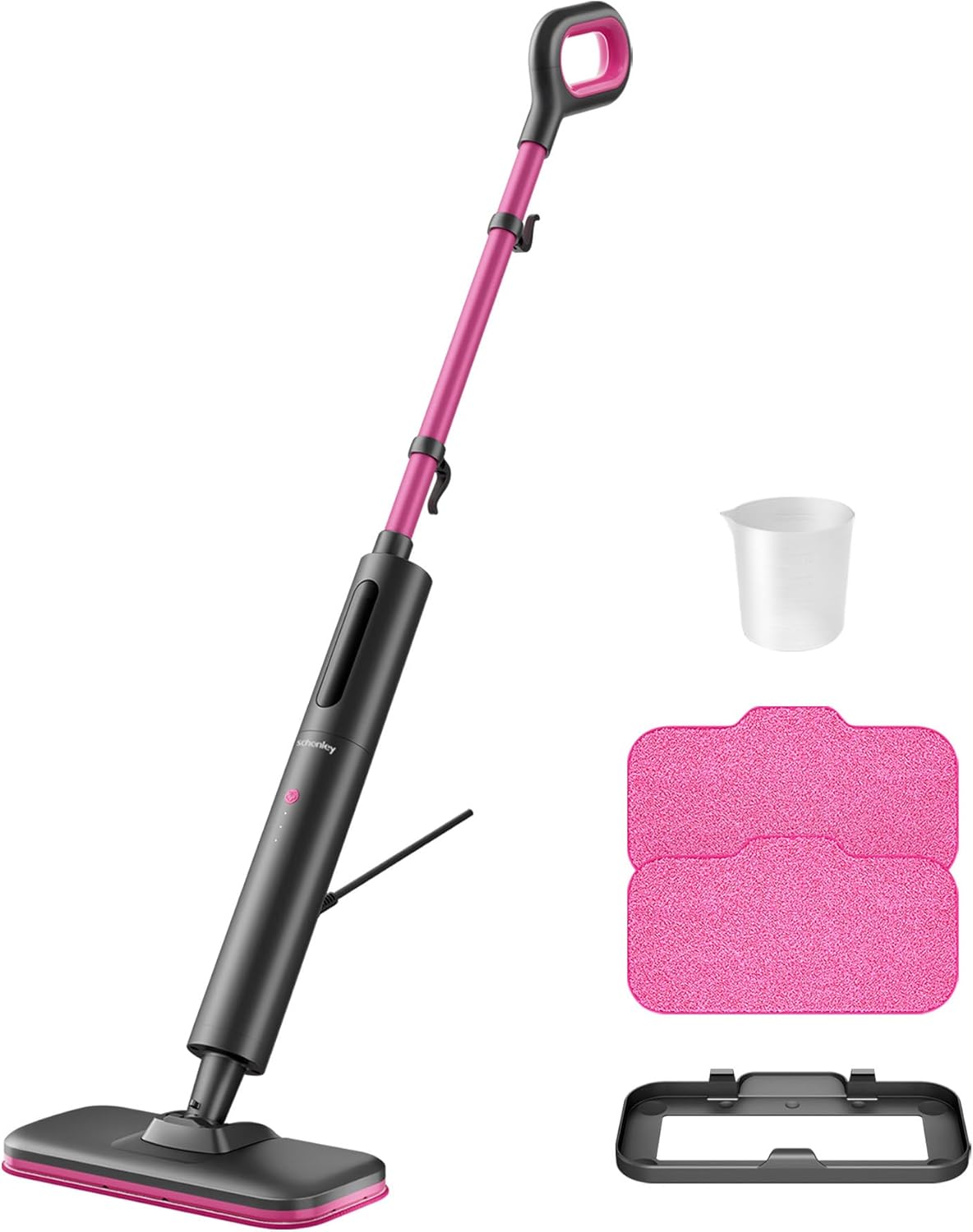 Schenley Pink Steam Mop - 15s Heat Up, Lightweight Hardwood & Tile Floor Steamer with Washable Pads, Carpet Glider, 248°F Sanitizing