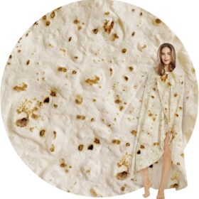 SeaRoomy Realistic Burrito Tortilla Blanket - Super Soft Flannel Throw, Funny Novelty Food Wrap for Teens & Adults - 47 Inch (Beige)