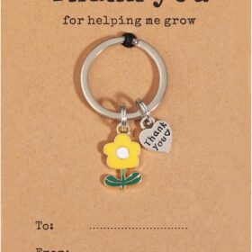 Teacher Appreciation Keychains - Bulk Thank You Gifts for Educators - 'Helping Me Grow' Present for End of Year, Graduation, or Christmas